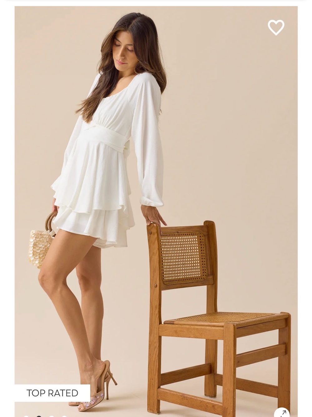 Altar'd State White Tiered Long-Sleeve Mini Dress